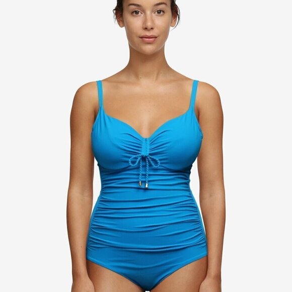 New Chantelle Chantelle "Inspire" Underwired Wrap-Around Blue Swimsuit NWT 34 C - Picture 2 of 10